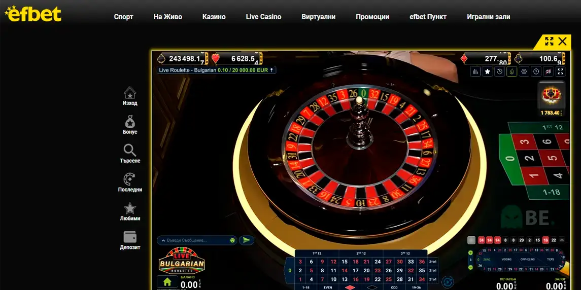 Стратегия за залози на рулетка в Ефбет